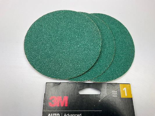 3M 03112 Stikit 5'' 40 Grit Aluminum Oxide Non-Vacuum PSA Sanding Discs - 3 Discs