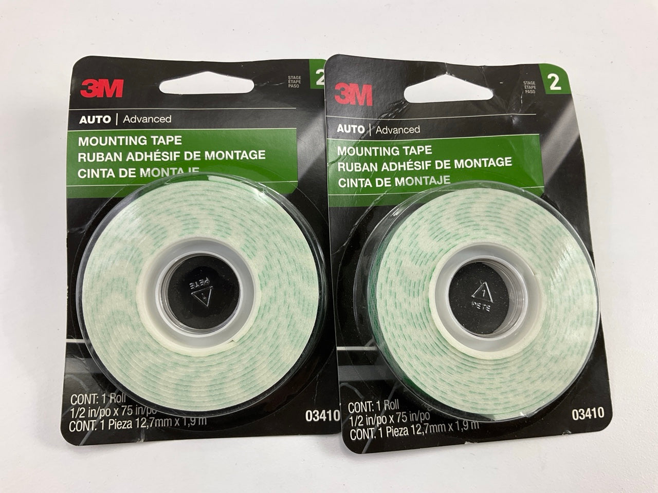 2 Rolls - 3M 03410 Mounting Tape Double-Sided Foam Adhesive Tape - 1/2 X 75'' Ea.
