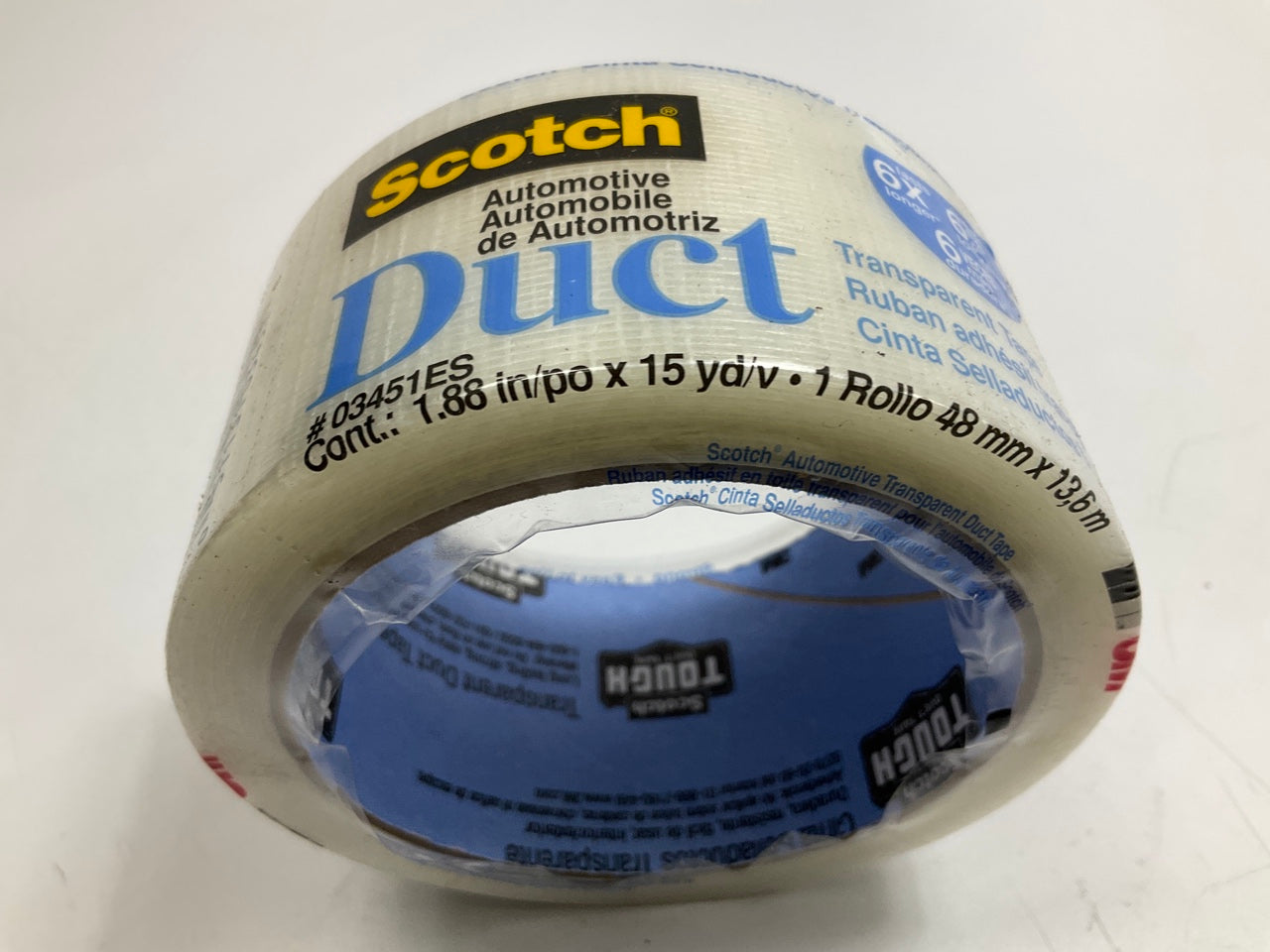 (10) Rolls  3M 03451ES Scotch Automotive Transparent Duct Tape, 1.88'' X 15 Yards