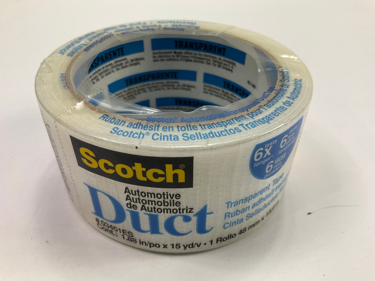 3M 03451ES Scotch Automotive Transparent Duct Tape, 1.88'' X 15 Yards