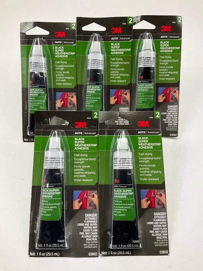 (5) 3M 03602 Auto Advance Black Super Weatherstrip Adhesive STAGE 2, 1 Oz. Tube