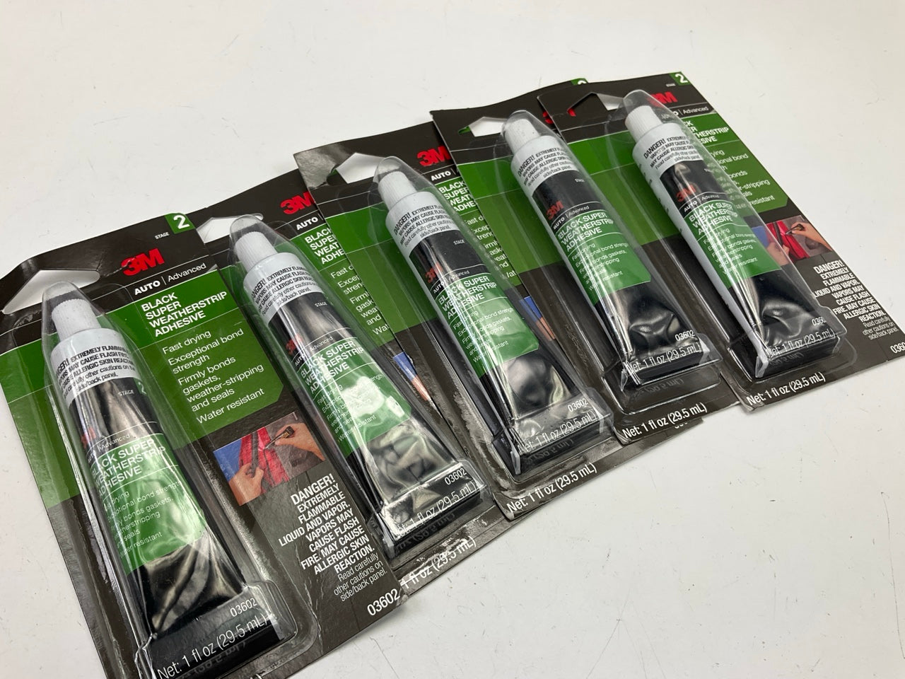 (5) 3M 03602 Auto Advance Black Super Weatherstrip Adhesive STAGE 2, 1 Oz. Tube