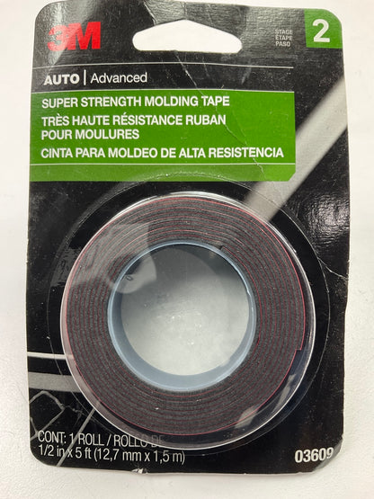 3M Super Strength Molding Tape, 03609 1/2'' X 5Ft Resists Moisture UV Solvents