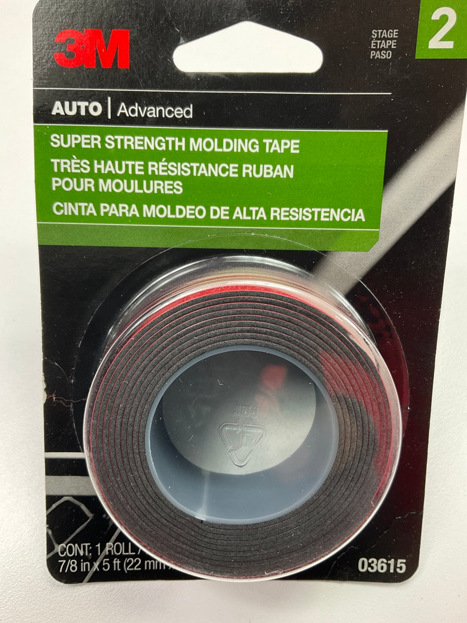 3M 03615 Auto 7/8'' X 5' Super Strength Automotive 2-Sided Molding Moulding Tape