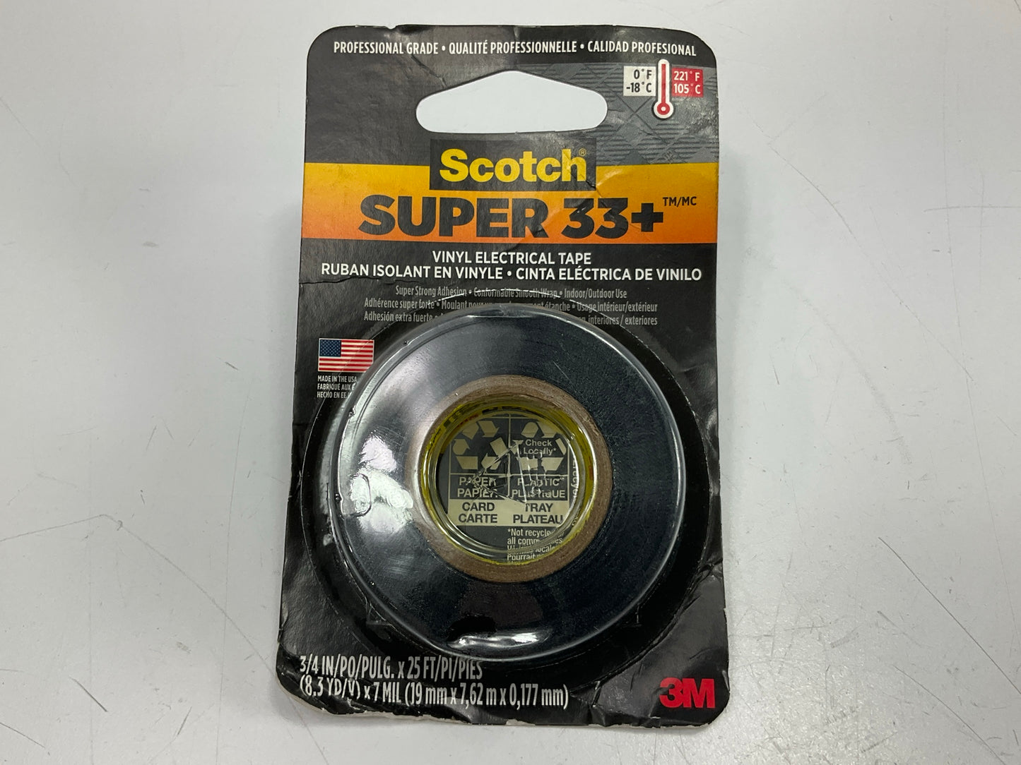 3M 03744 Scotch Super 33+ Black Vinyl Insulation Insulating Tape 3/4'' X 25 Feet