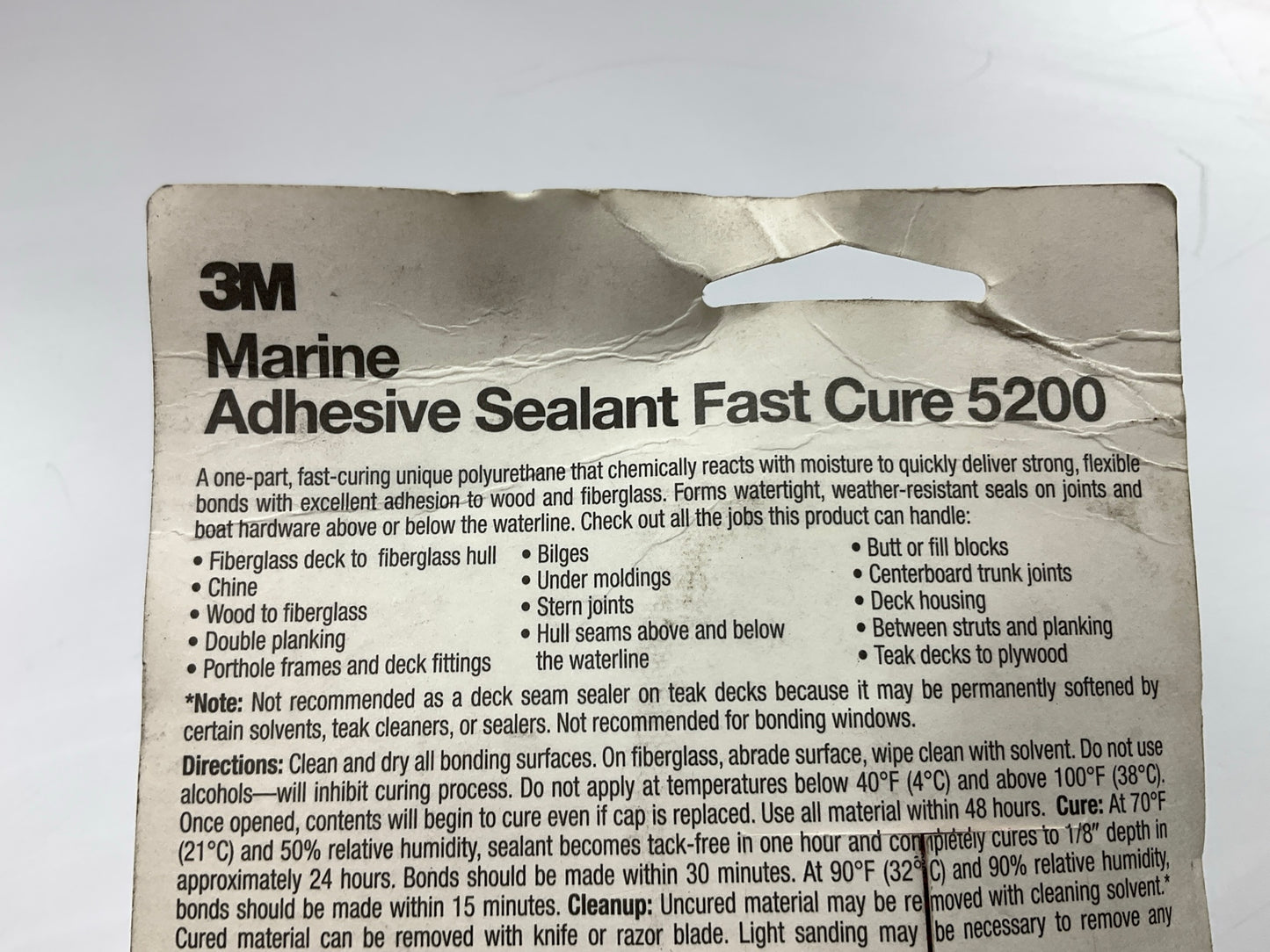 3M 05220 Marine Adhesive Sealant Fast Cure 5200 Permanent Bonding & Sealing 3 Oz