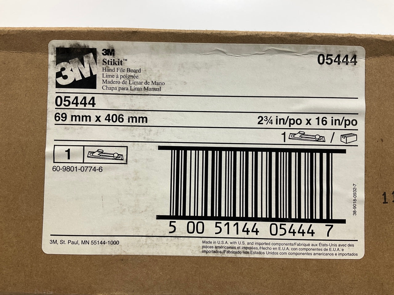 3M 05444 Stikit 16'' X 2-3/4'' Hand File Board