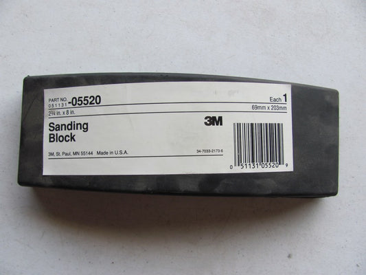 3M 05520 Auto Body Rubber Sanding Block, 3'' X 8''