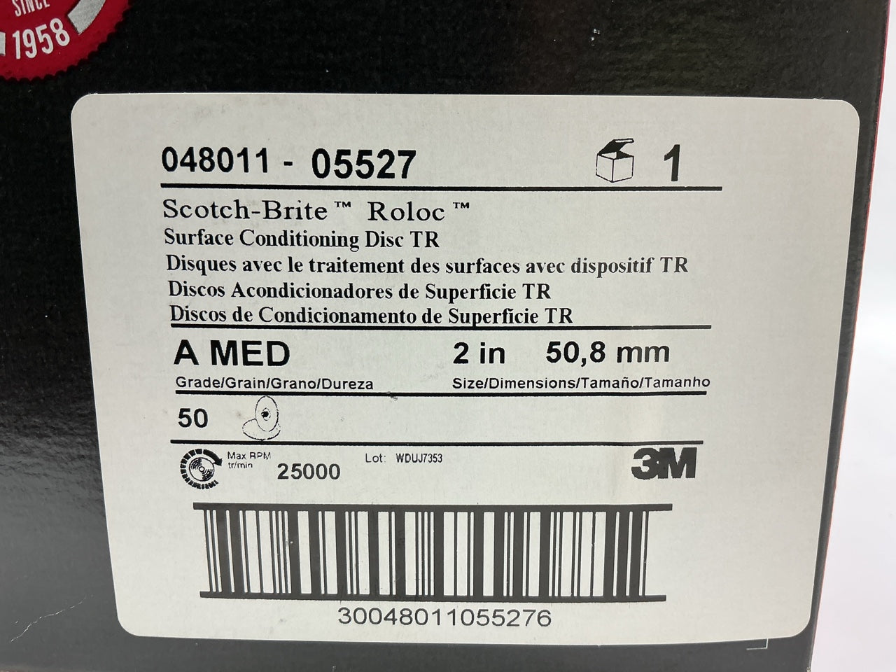 3M 05527 Scotch-Brite Roloc Surface Prep Disc 2'' Diameter TR MED Grit, 50 Pack