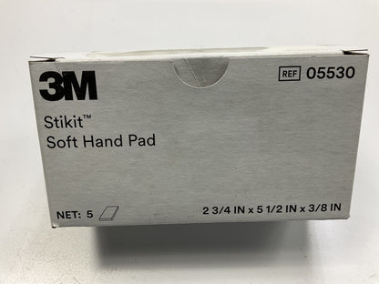 5 Pack 3M 05530 Stikit Soft Hand Pads 2.75'' X 5.5'' - For Adhesive Sanding Sheets