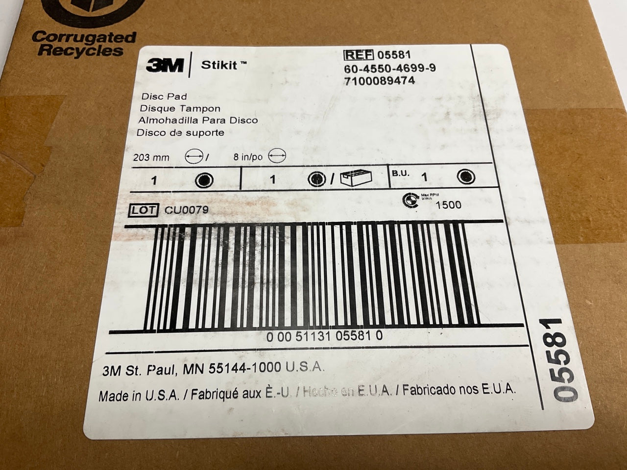 3M 05581 Stikit 8'' Disc Pad  PSA Sanding Disc Backing Pad