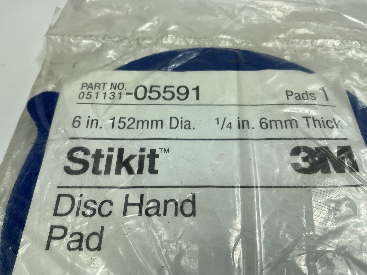 3M 05591 6'' X 1/4'' Stikit PSA Hand Sander Disc Sanding Pad Holder