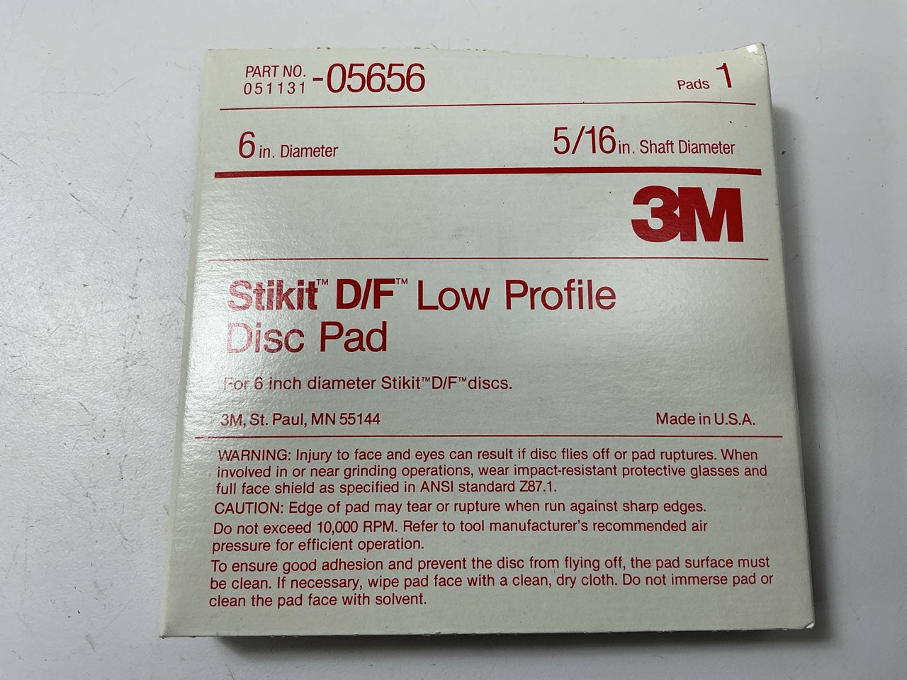 3M 05656 6''  Stikit Low Profile Buffing Disc Pad D/F MAX RPM 10,000