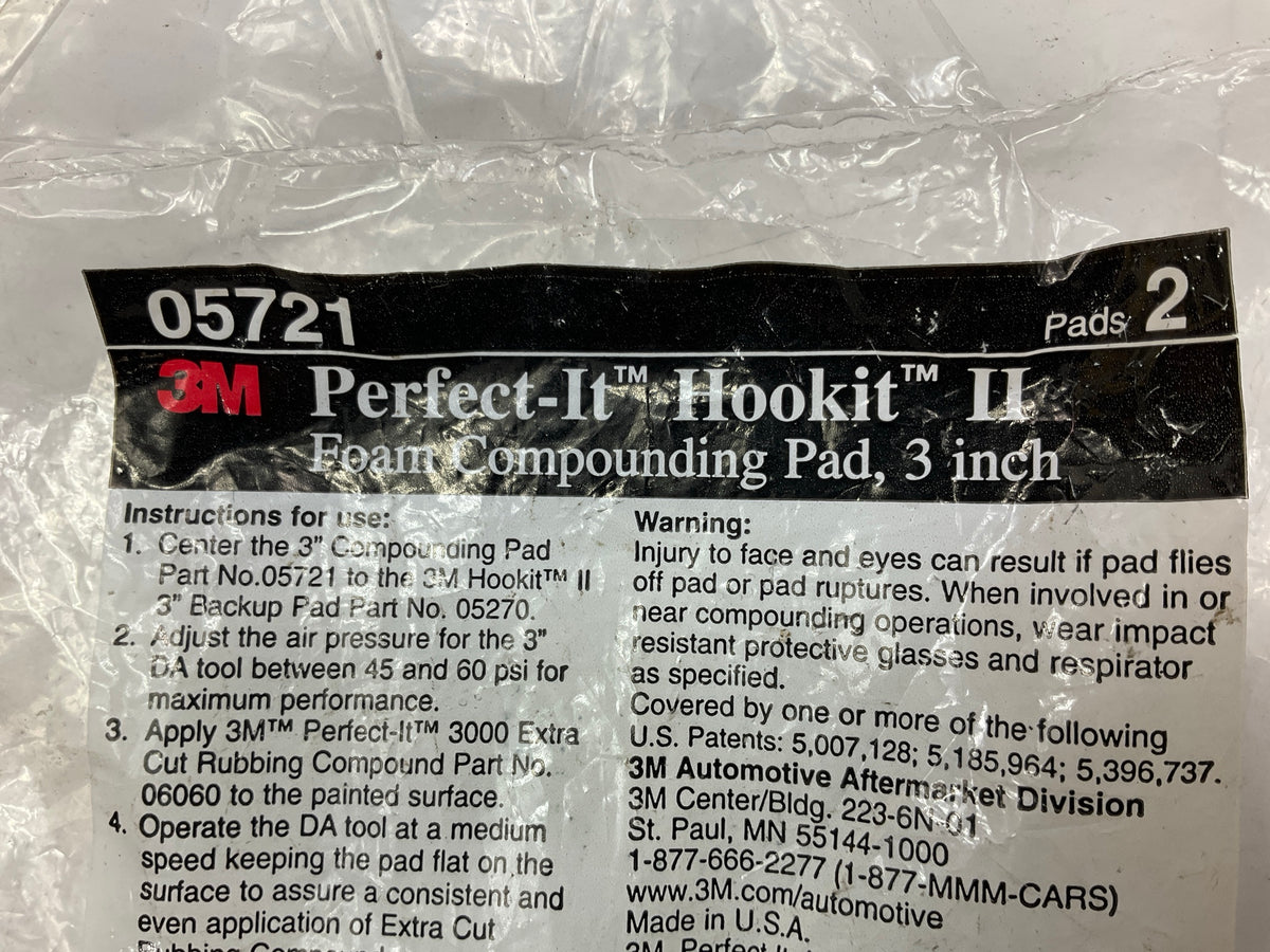 3M 05721 Perfect-It Hookit Foam Compounding Pad 3'' Single Sided, 2 / Pack