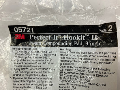 3M 05721 Perfect-It Hookit Foam Compounding Pad 3'' Single Sided, 2 / Pack