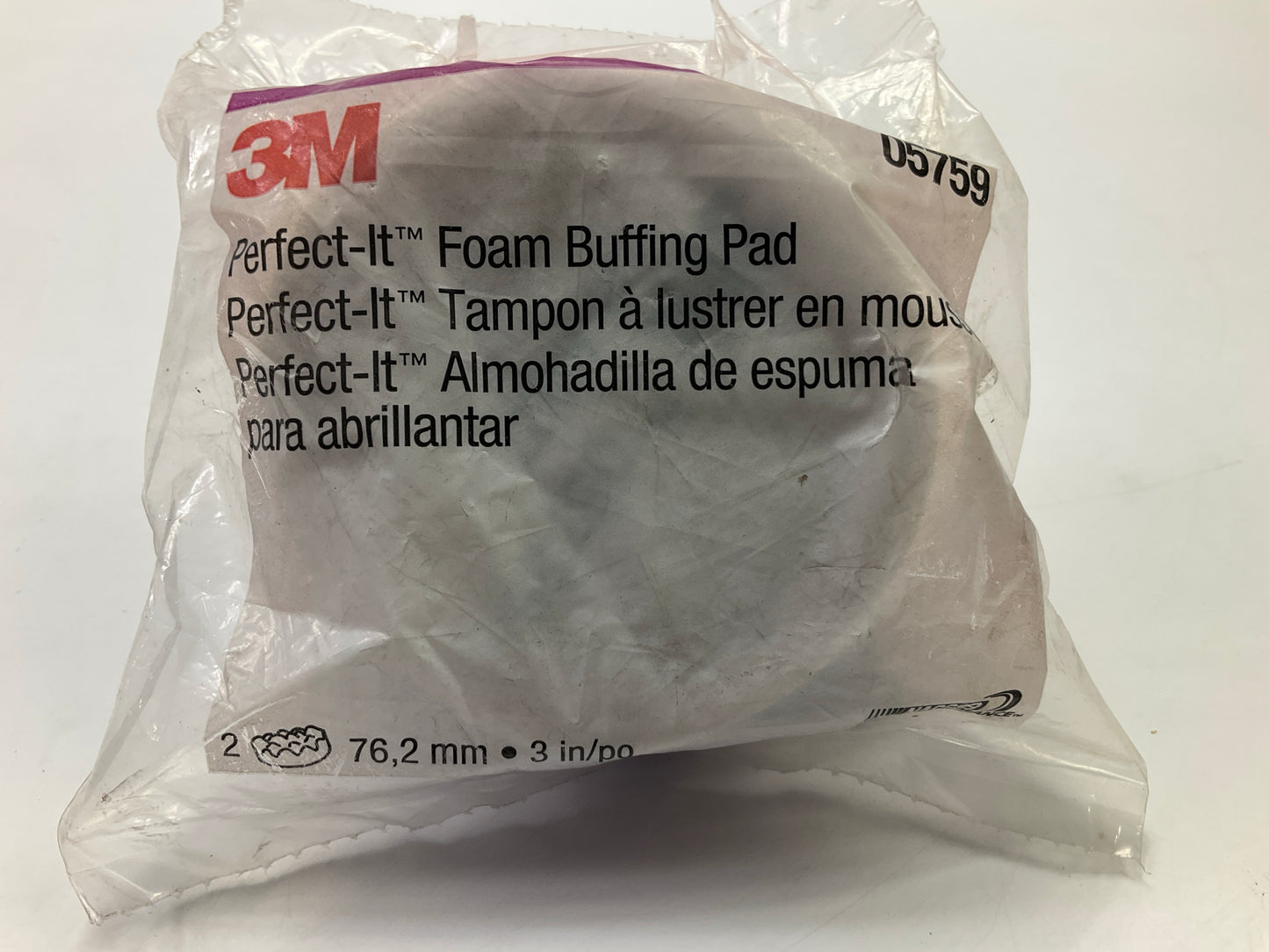 3M 05759 Perfect-It Foam Buffing Pad, Single Sided, 3 Inch, Pack Of 2 Pads 5759