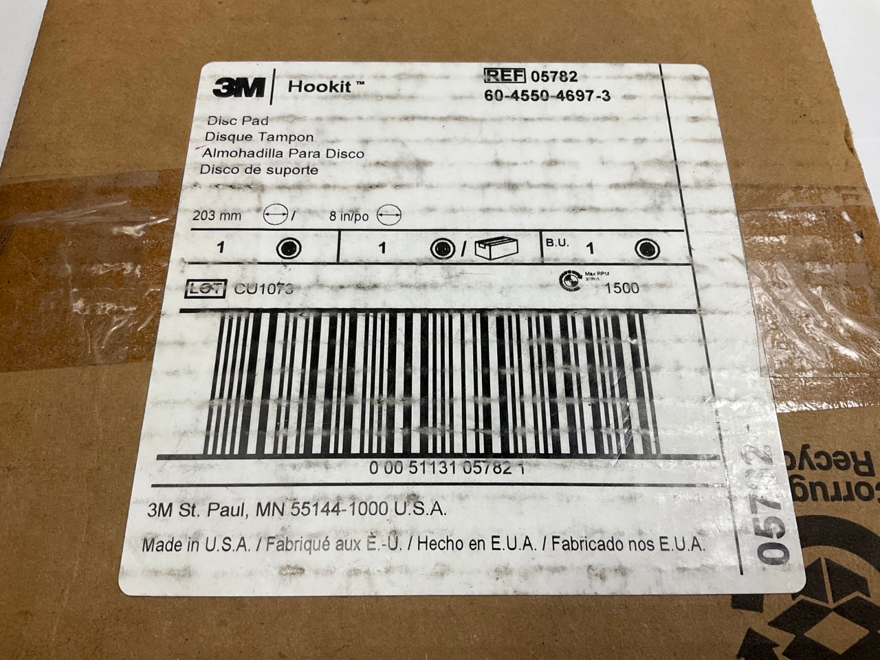 3M 05782 Hookit Disc Pad, Dust Free, 8'' Diameter