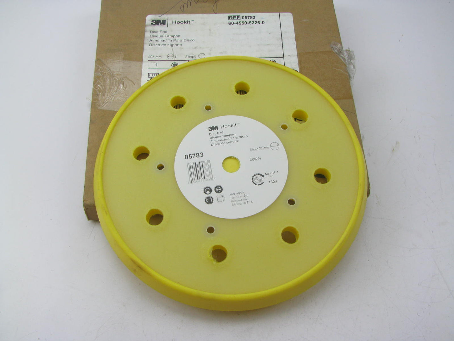3m 05783 8'' X 5 Bolt Hole Dust-Free Disc Backing Pad - 1500 Max RPM