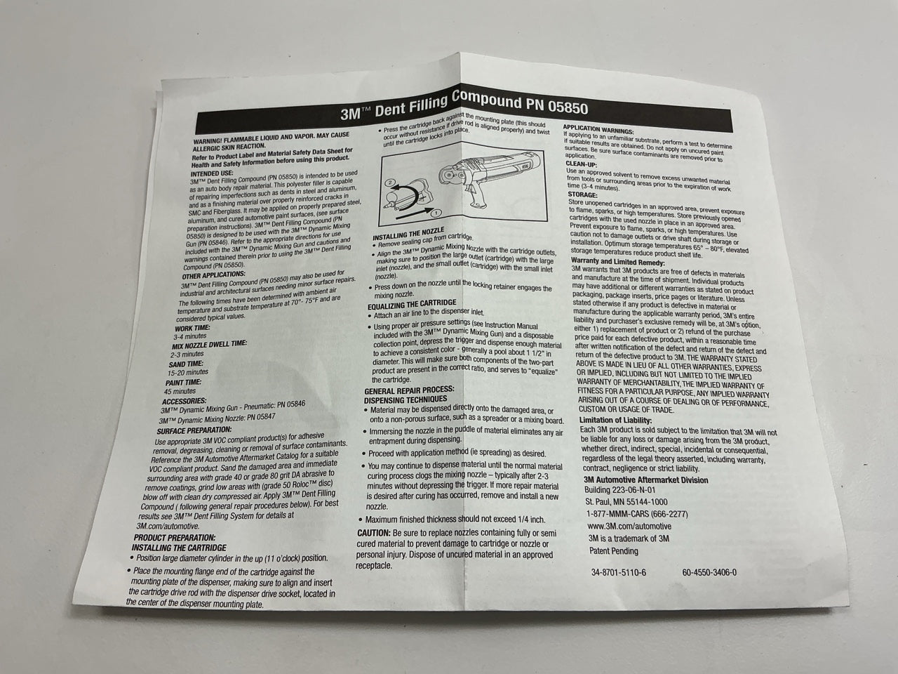 3M 05850 Auto Dent Filling Compound For 05846 Gun (3M Dynamic Mixing System)
