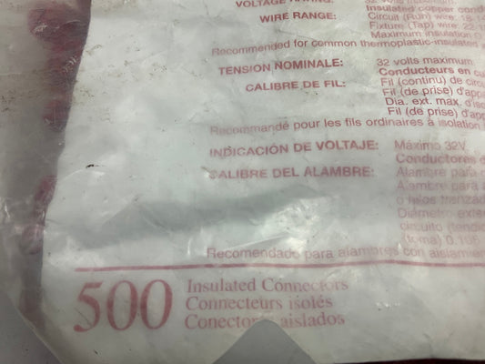 3M 06129 Scotchlok 905 IDC Tap Connector, 22-18 To 18-14 Ga., Red, 500 Pcs