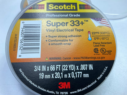 5 Rolls - 3M Scotch Super 33+ Vinyl Electrical Tape,  3/4 In X 66 Feet ( 22 Yds)