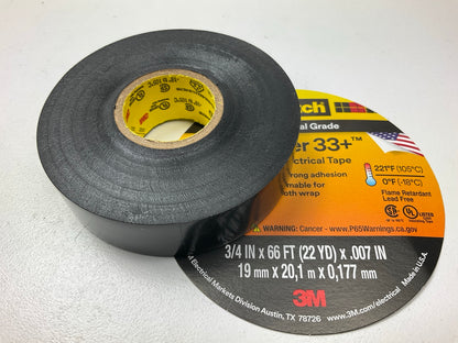 3M 06132 Scotch Vinyl Electrical Tape 3/4 Inch By 66 Foot Black (19 Mm X 20,1 M)