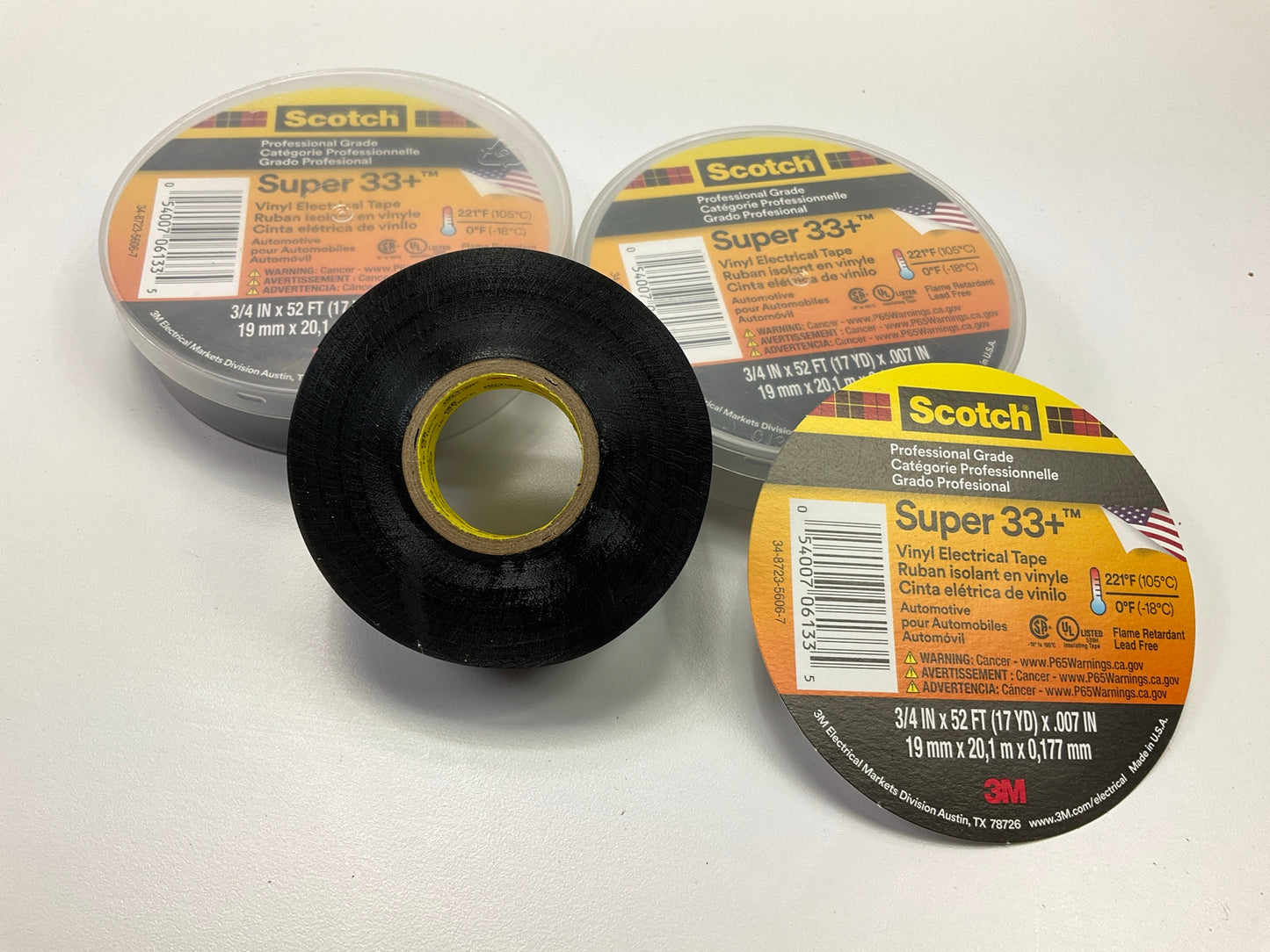 3 Rolls - 3M 06133 3/4''x52' Scotch Vinyl Plastic Electrical Tape