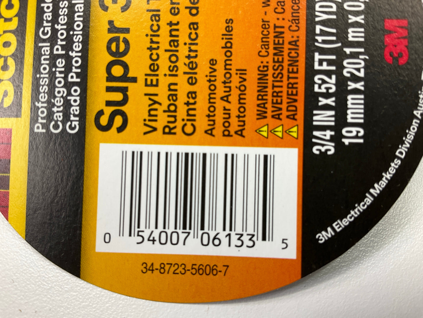 3 Rolls - 3M 06133 3/4''x52' Scotch Vinyl Plastic Electrical Tape