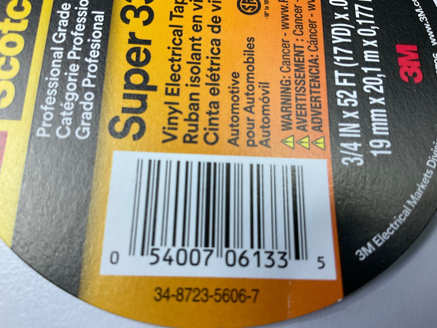 1 Roll - 3M 06133 3/4''x52' Scotch Vinyl Plastic Electrical Tape
