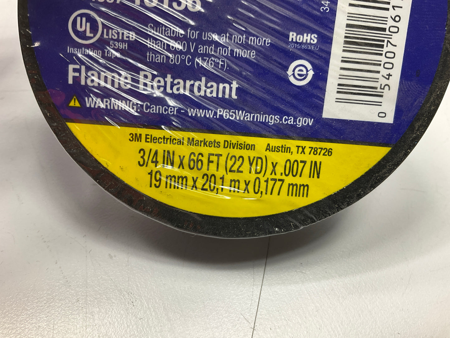 3M 06138 Highland Tape Vinyl Electrical Tape, 3/4 In X 66 Ft, Black