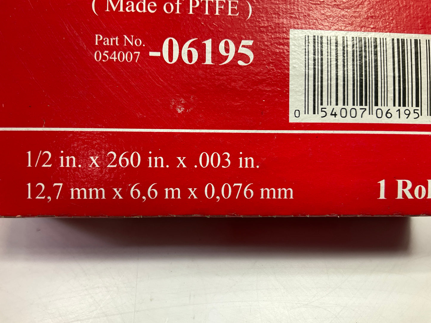 3M 06195 48 Series Premium Grade Thread Sealant And Lubricant Tape 1/2'' X 260''