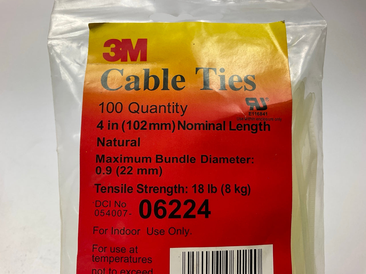 500 Total - 3M 06224 4'' White Cable Ties