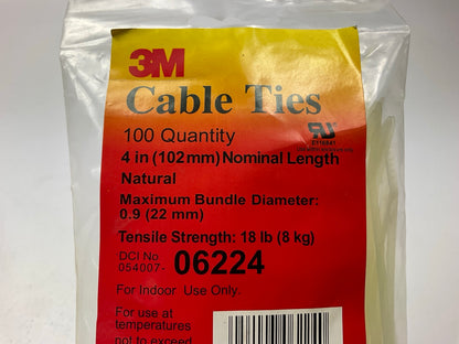 500 Total - 3M 06224 4'' White Cable Ties