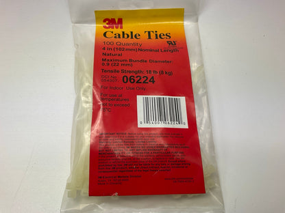 100 Pcs - 3M 06224 4'' White Cable Ties