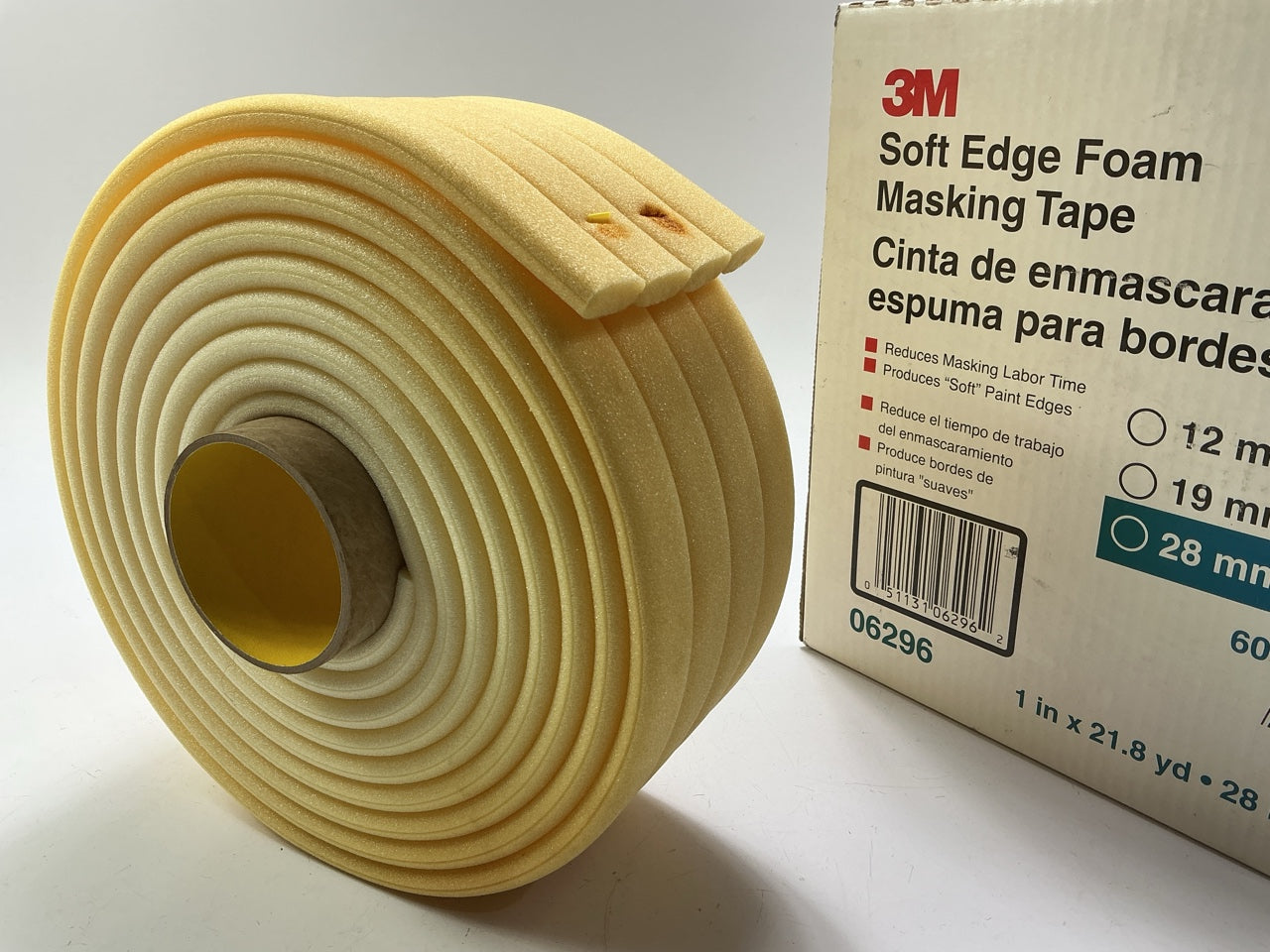 DAMAGED 3M 06296 Soft Edge Foam Masking Tape 28mm Thick 1'' Wide X 21.8 Yds Long