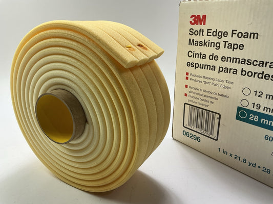 DAMAGED 3M 06296 Soft Edge Foam Masking Tape 28mm Thick 1'' Wide X 21.8 Yds Long