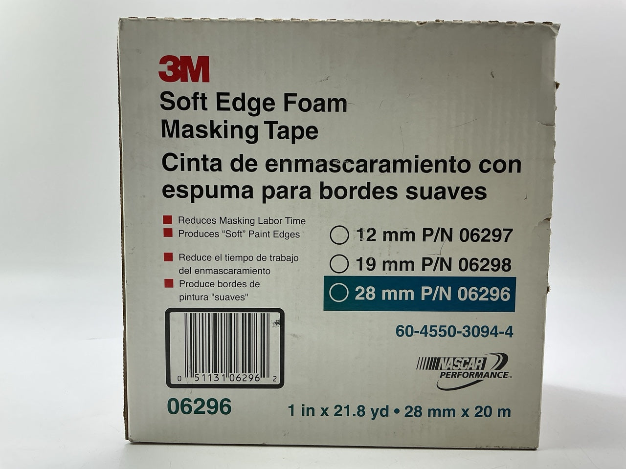 DAMAGED 3M 06296 Soft Edge Foam Masking Tape 28mm Thick 1'' Wide X 21.8 Yds Long
