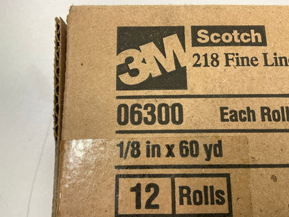 (12) Rolls - 3M 06300 Scotch 218 Fine Line Masking Tape 1/8 In X 60 Yard