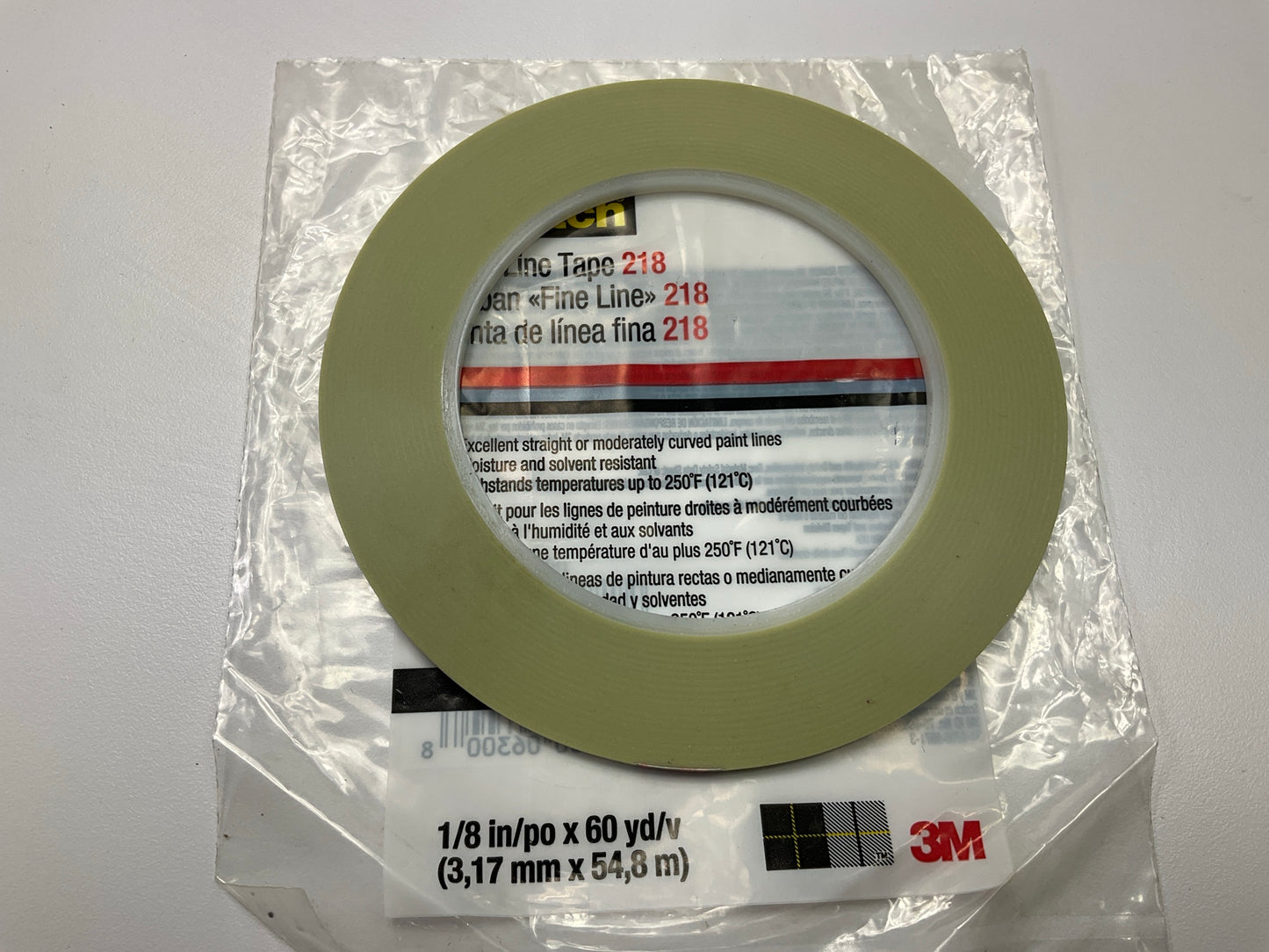 3M 06300 Scotch 218 Fine Line Tape 1/8 In X 60 Yd - 1 Roll
