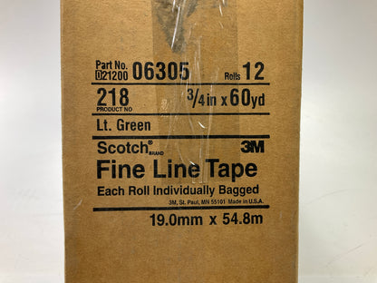 (12) Rolls - 3M Scotch 06305 Fine Line Tape 218 3/4'' X 60 Yd Each