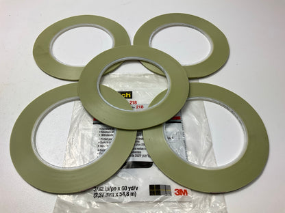 5 Rolls 3M 06308 Scotch Fine Line Tape 218 Green, 3/32'' Width (2.4 Mm), 60 Yards
