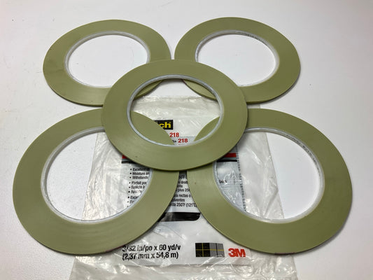 5 Rolls 3M 06308 Scotch Fine Line Tape 218 Green, 3/32'' Width (2.4 Mm), 60 Yards