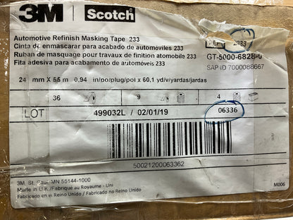 (35) Rolls, 3M 06336 Automotive Refinish Masking Tape 233, 0.94'' X 60 Yard Each