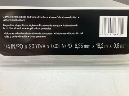 3M 06376 Automotive Attachment Tape, Gray, 1/4 In X 20 Yard