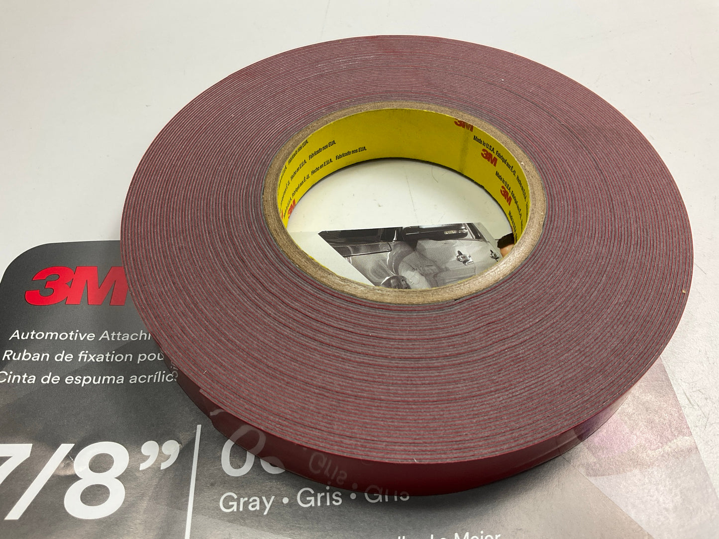 3M 6378 Automotive Double Sided Attachment Tape, Gray, 7/8'' X 20 Yds