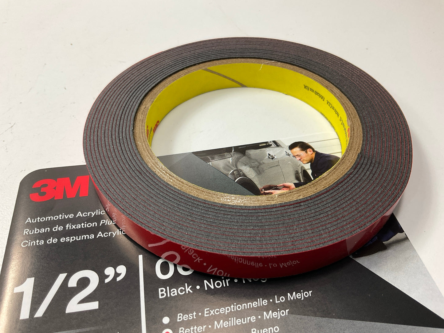 3M 06384 Automotive Acrylic Plus Double Sided Attachment Tape, 1/2'' X 5 YARDS