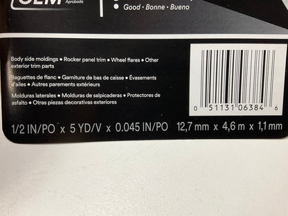 3M 06384 Automotive Acrylic Plus Double Sided Attachment Tape, 1/2'' X 5 YARDS