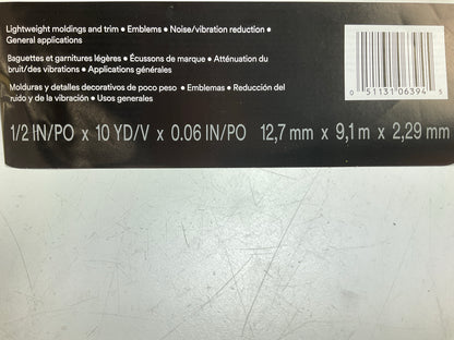 3M 06394 Attachment Adhesive Tape, 90 Mil Thick, 10 Yds X 1/2''
