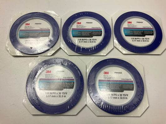 (5) 3M 06404 Vinyl Fine Line Masking Tape 471+ (1/8'' X 36 Yards) Indigo