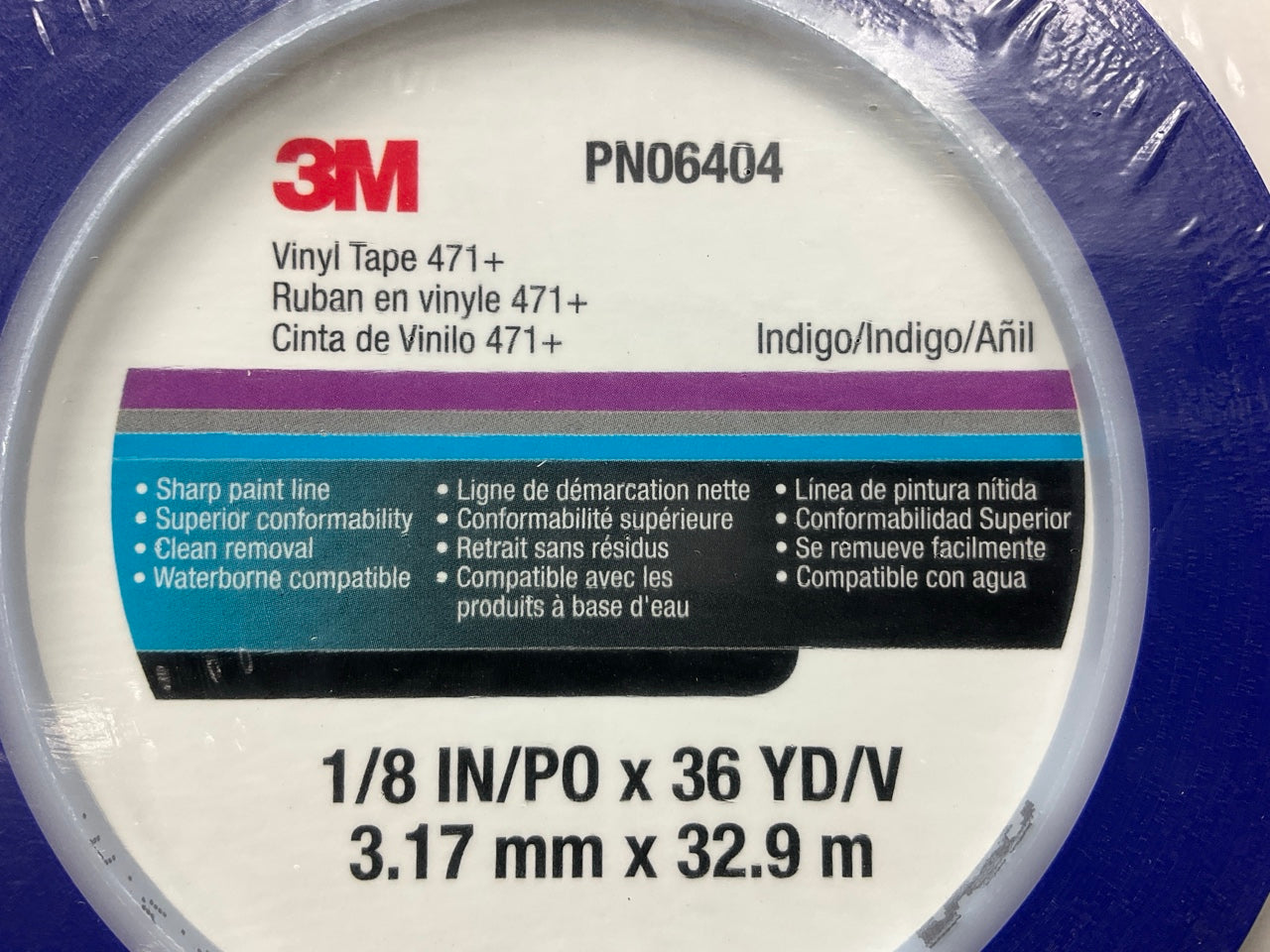 (5) 3M 06404 Vinyl Fine Line Masking Tape 471+ (1/8'' X 36 Yards) Indigo